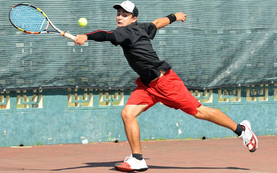 Senior Akira Goodman of E.J. King won the boys singles B bracket title in last weekend's DODEA-Japan tennis tournament.