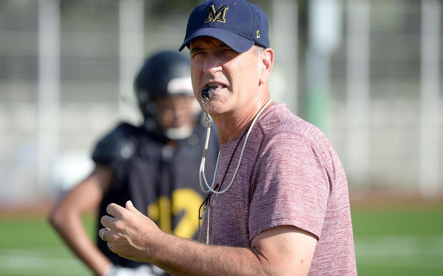Roy Tomlinson, Mustangs offensive coordinator from 2005-15 and a 1986 West Point graduate, is in his second season as American School In Japan football coach.