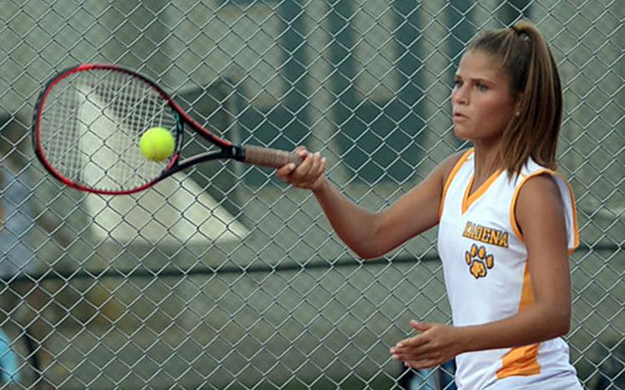 Maddie Tsirlis and Kadena's tennis team heads to Marine Corps Air Station Iwakuni for weekend matches against E.J. King and host Matthew C. Perry.