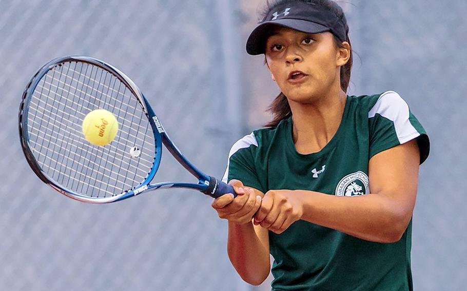 Kubasaki's Ally Johnson captured the girls singles title and teamed with Carolina Rivera to win the girls doubles in the Okinawa district finals.