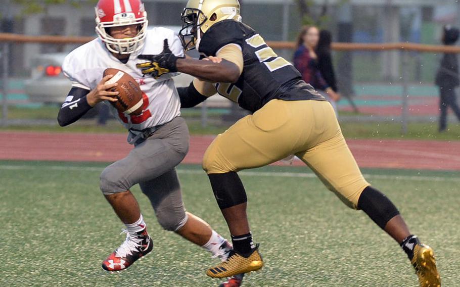 Kinnick junior quarterback Patrick Kelly passed for 1,089 yards and 16 touchdowns this season.