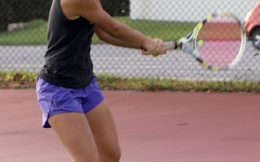 Senior Noelle Asato is one of a handful of returners for Kadena tennis.