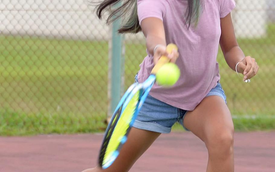 Natalie Oboza is one of several seniors in Kubasaki's tennis lineup.