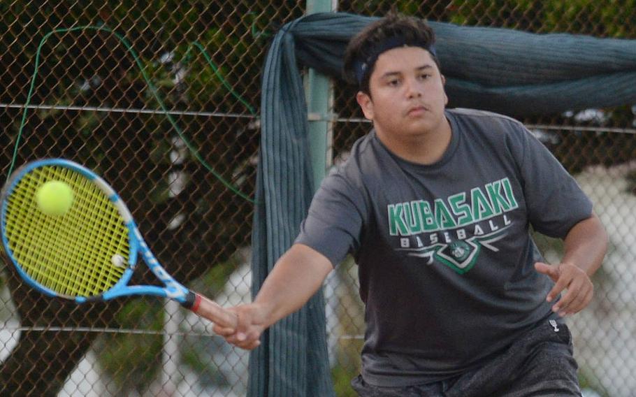 Kubasaki's baseball team didn't play in the spring due to concerns of spreading the coronavirus. But Kai Grubbs showed some love during the tennis season in the fall and won the Okinawa district singles title.