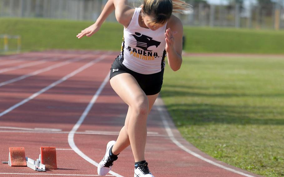 Kadena freshman Saya Jones has shown promise in the distance and relay runs.