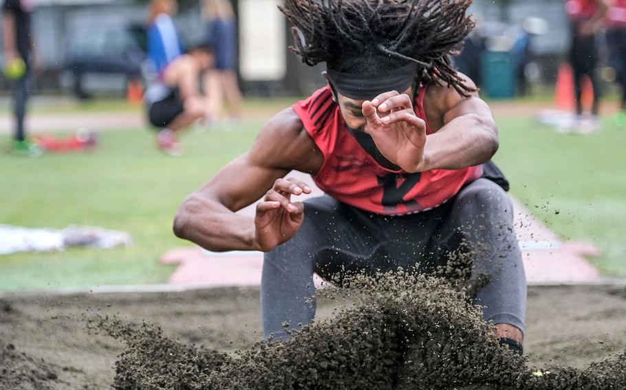 Nile C. Kinnick's William "Tre" Bennett captured the boys long jump with a leap of 5.24 meters during Saturday's DODEA-Kanto track and field meet at Yokota.