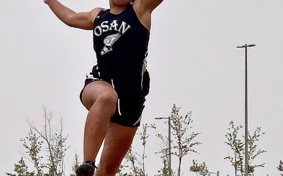 Osan freshman Alexis Jeffress won the girls long and triple jumps and 300 hurdles during Saturday's DODEA-Korea track and field finals.