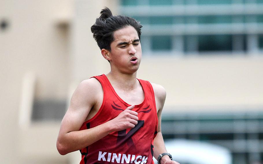 Nile C. Kinnick's Austin Shinzato won the boys D-I 1,600 and 3,200 and anchored the Red Devils' 3,200 relay-winning team.