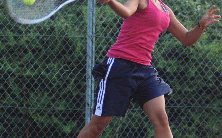 Yokota junior Erika Ettl has become the 'new Erika' atop the Panthers girls tennis lineup, assuming the top seed from Erika Youngdahl, who has transferred to Kadena.