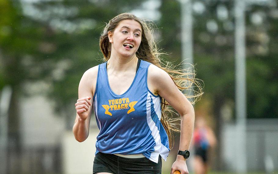 Former Far East cross country champion Aiko Galvin of Yokota won the girls D-II 400, 800 and 1,600.