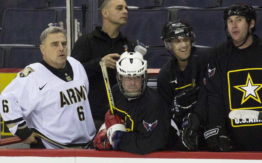 The Army bench, during a hockey game against Navy at Verizon Center in Washington, D.C., Dec. 5, 2016.