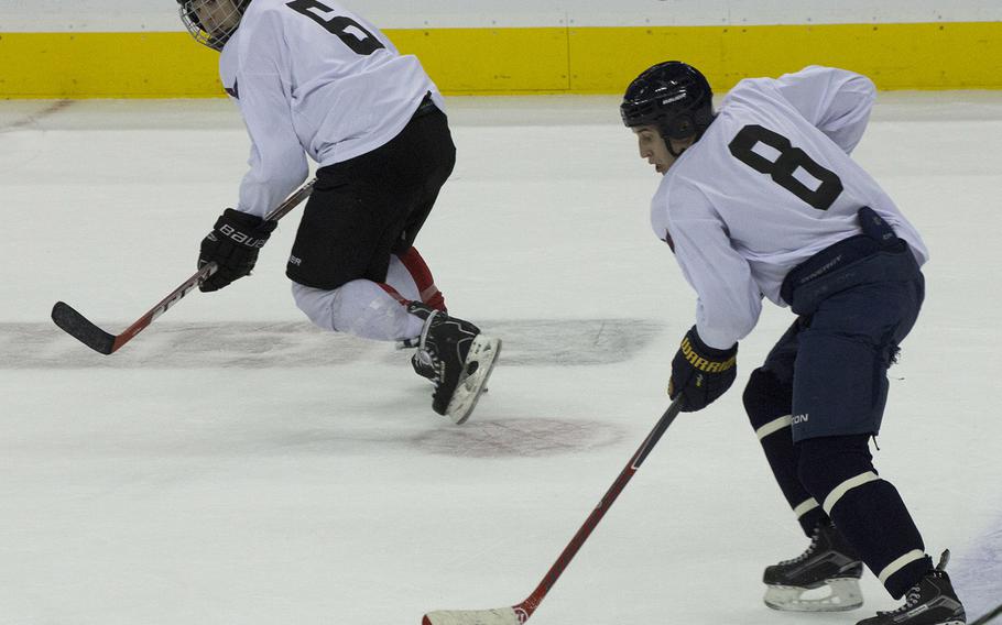 Hockey action between Army and Navy teams at Verizon Center in Washington, D.C., Dec. 5, 2016.