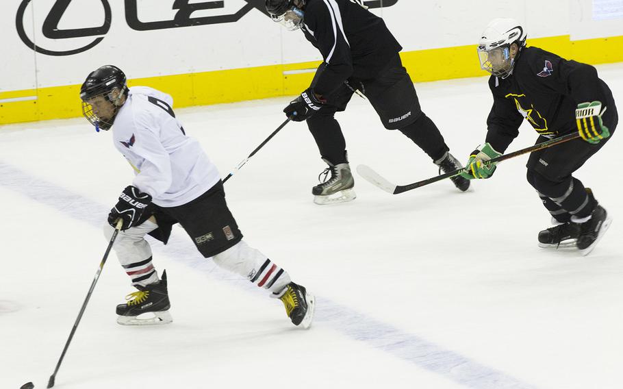 Hockey action between Army and Navy teams at Verizon Center in Washington, D.C., Dec. 5, 2016.