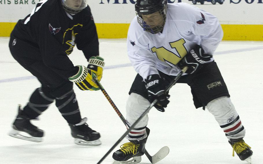 Hockey action between Army and Navy teams at Verizon Center in Washington, D.C., Dec. 5, 2016.