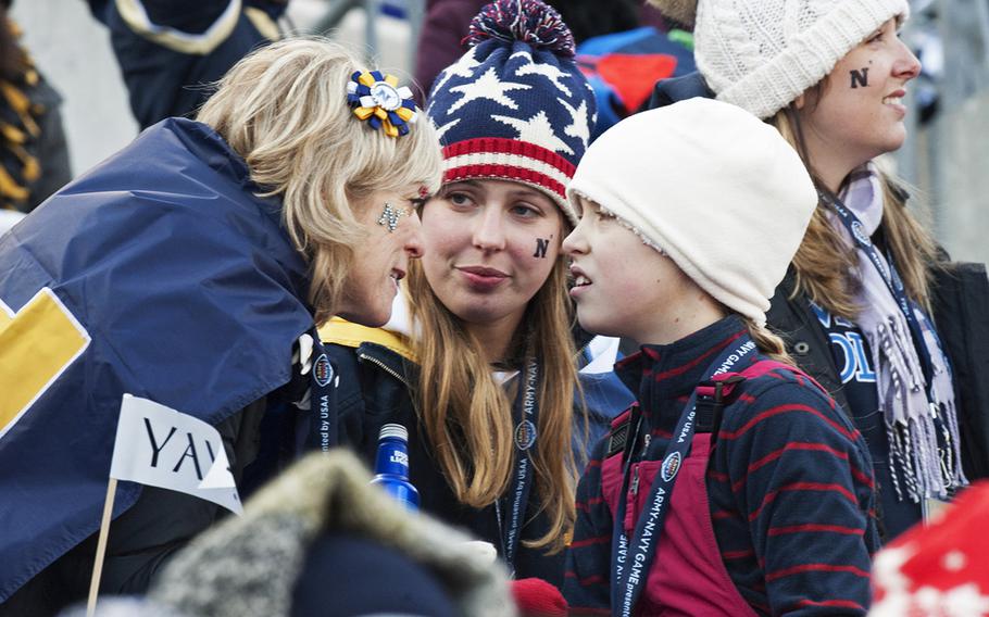 Navy fans await the start of the Army-Navy game Dec. 10, 2016 in Baltimore.