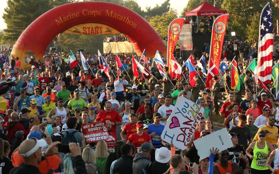 Roughly 30,000 runners turned up to run the 26.2-mile-long course through Washington, D.C., that makes up the Marine Corps Marathon, held on Oct. 22, 2017.