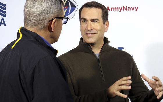 Retired Marine Lt. Col. Rob Riggle and Hollywood comedic actor was on hand Friday, Dec. 8, 2017, for the pre-game media event hosted by USAA ahead of the Army-Navy game taking place on Saturday. 