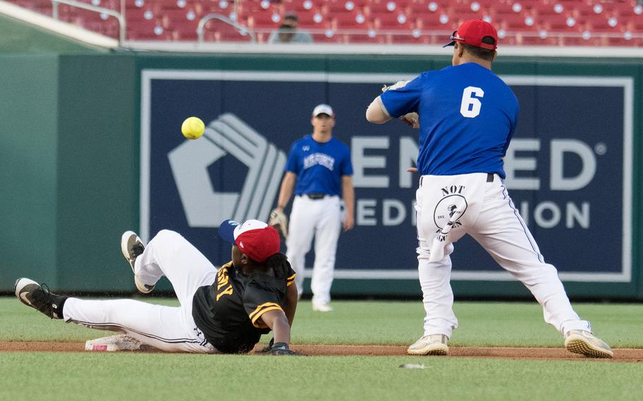 Air Force faced off against Army in the 2018 Armed Forces Classic, a co-ed softball game held at Nationals Park in Washington on Friday, July 13, 2018. Air Force defeated Army, 9-2.