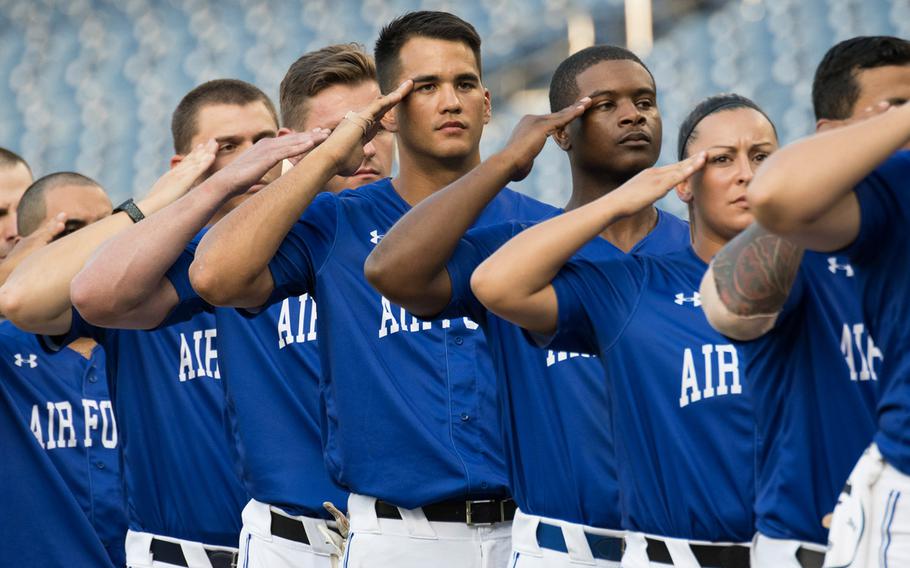 Air Force faced off against Army in the 2018 Armed Forces Classic, a co-ed softball game held at Nationals Park in Washington on Friday, July 13, 2018. Air Force defeated Army, 9-2.