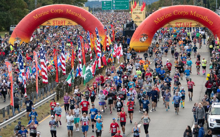 Thousands of runners tackled the 43rd Annual Marine Corps Marathon, held in Washington, D.C. on Sunday, Oct. 28, 2018.