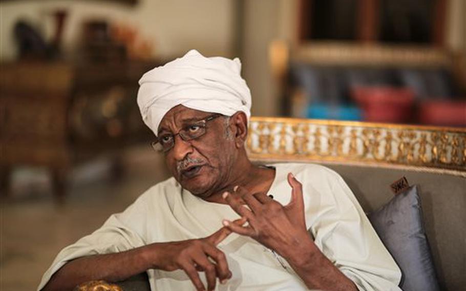 Amin Mekki Medani, a lawyer and rights advocate, speaks in his house in Khartoum, Sudan, on April 13, 2015. He successfully pushed Sudan’s opposition parties to sign onto a document pushing Sudan's president to postpone elections, form a unity government, amend the constitution and hold a free and fair vote. As a result, he was placed in solitary confinement for 15 days. 