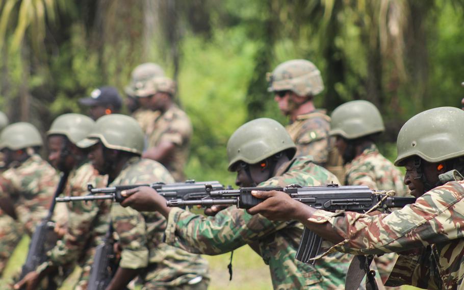 Soldiers with the Cameroonian Naval Commando Company participate in a live-fire range under the supervision of U.S. Marines at Isongo Training Area, Limbe, Cameroon, Feb. 18, 2017. U.S. Africa Command has ordered an investigation into whether U.S. forces knew about allegations that Cameroonian forces abused prisoners on a military base where Americans have had a presence.

