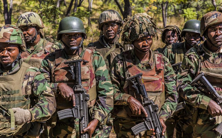 Soldiers from the Malawi Defence Force stand in formation during a graduation ceremony on May 31, 2018. U.S. Africa Command Command is looking to elevate the stature and role of non-commissioned officers and enlisted personnel in African armies.

