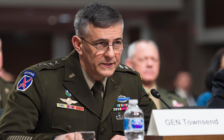Gen. Stephen Townsend, commander of the U.S. Africa Command, testifies during a Senate Armed Services Committee hearing Thursday, Jan. 30, 2020, on Capitol Hill in Washington.