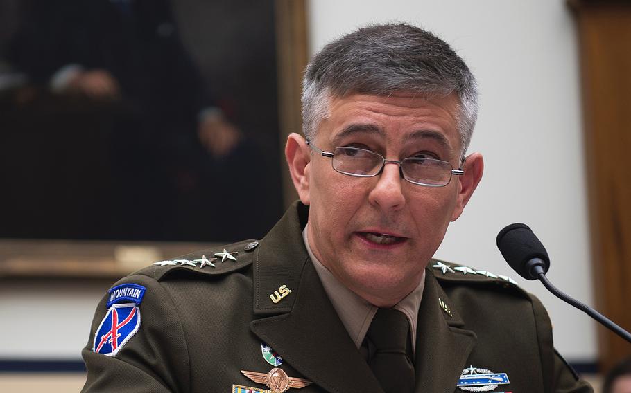 Gen. Stephen Townsend, commander of U.S. Africa Command, testifies during a House Armed Services Committee hearing on Capitol Hill in Washington on Tuesday, March 10, 2020.