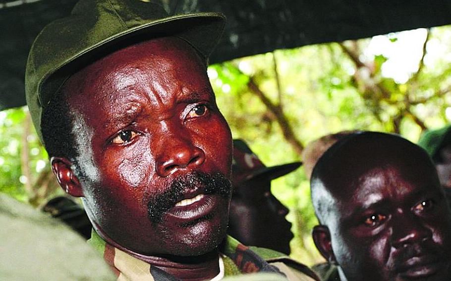 The leader of the Uganda-based Lord's Resistance Army, Joseph Kony, speaks to reporters in 2006 in Southern Sudan. The Obama administration has until Nov. 20 to make good on a bill Obama signed into law last May that requires him to formulate a strategy for eliminating the LRA.