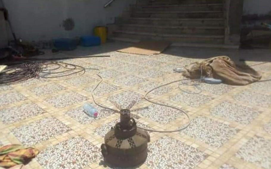 A verified image of a booby-trapped anti-personnel mine connected to the Russian-backed Wagner Group, which was found in a residential area in Tripoli, Libya.