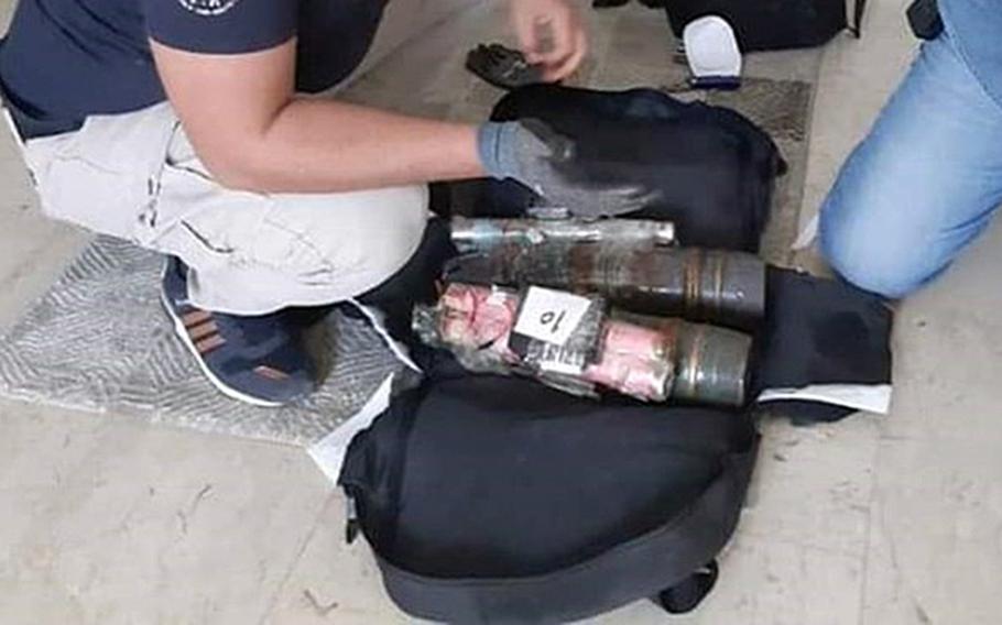A verified image of an improvised explosive device found in Tripoli that U.S. Africa Command says was introduced into Libya by the Wagner Group, a Russian-backed private military contractor.