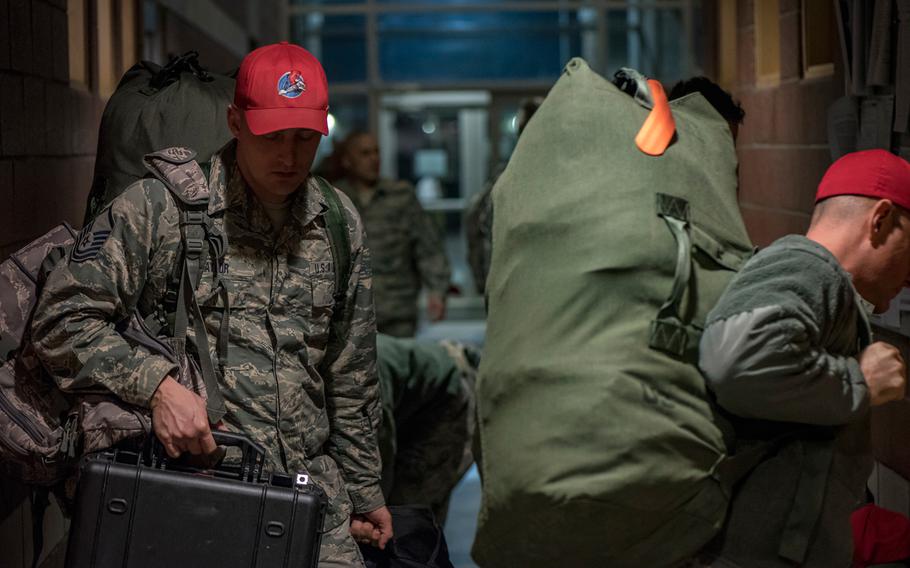 Airmen of the Ohio Air National Guard, 200th Red Horse Squadron, depart for Puerto Rico to help with earthquake relief efforts Jan. 17, 2020.