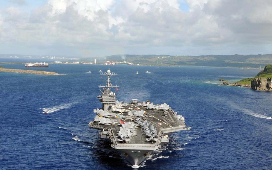 The aircraft carrier USS George Washington near its home port, Yokosuka Naval Base, Japan. Congressional negotiators have tentatively settled on a relatively small $5 billion increase for the non-war 2012 Pentagon budget.