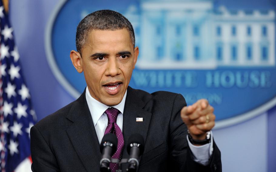 U.S. President Barack Obama speaks during a news conference in the Brady Press Briefing Room of the White House on March 6, 2012 in Washington, DC. 

