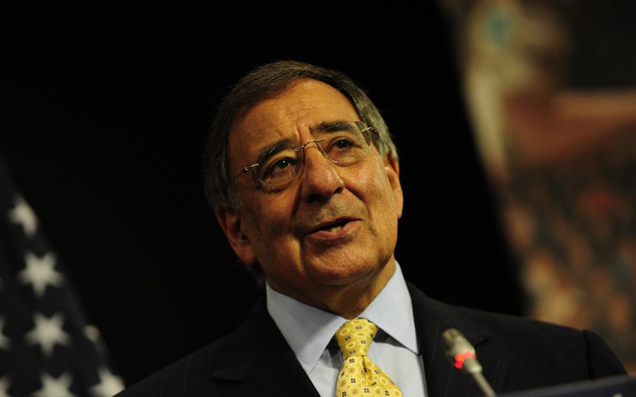 Defense Secretary Leon Panetta during a press conference at NATO headquarters in Brussels, Belgium, Oct. 5, 2011.