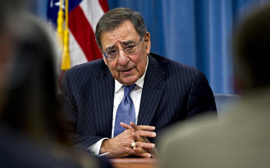 Defense Secretary Leon E. Panetta speaks at the Pentagon, on April 16, 2012. 