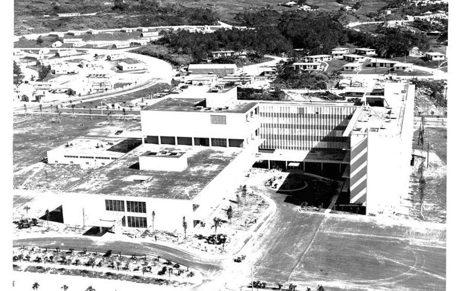 An aerial view of Naval Hospital Okinawa when it was completed in 1958.

