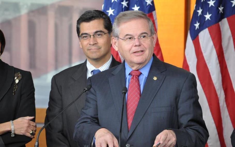 Sen. Robert Menendez, D-N.J., (foreground) )is head of the Senate Foreign Relations Committee.