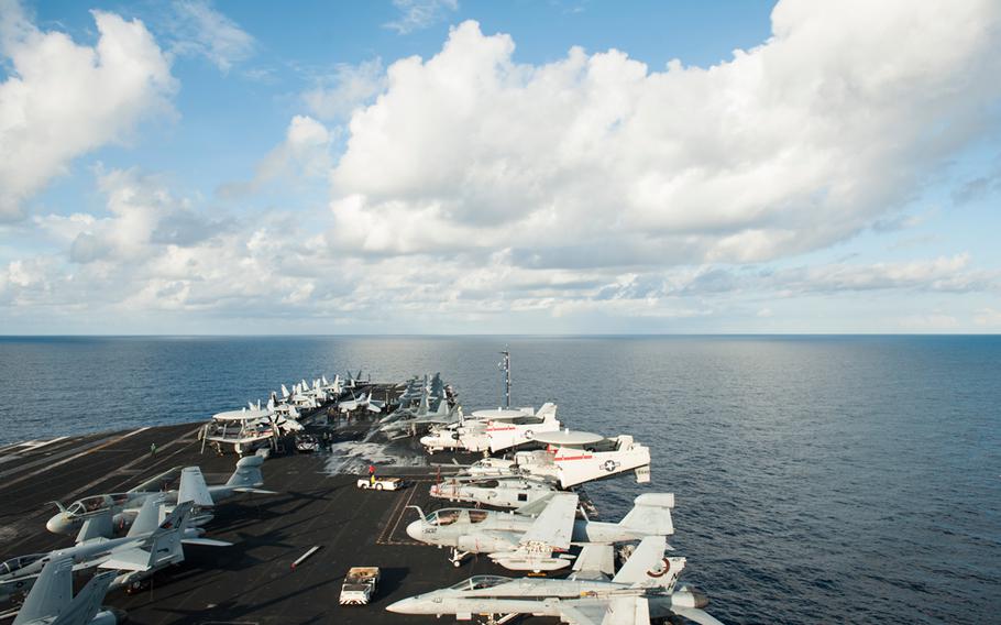 The aircraft carrier USS Nimitz in the South China Sea, which is part of its area of responsibility, Nov. 19, 2013.