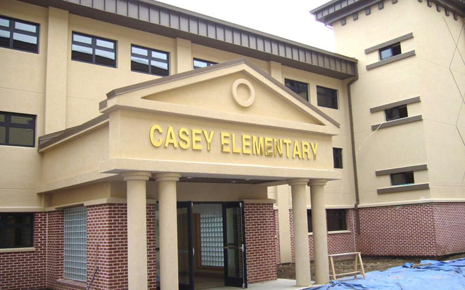 The Casey Elementary School building on Camp Casey in South Korea includes a former barracks that was renovated in 2011 as part of a $5 million project. The school is due to close after this school year as forces shift to Pyeongtaek.
