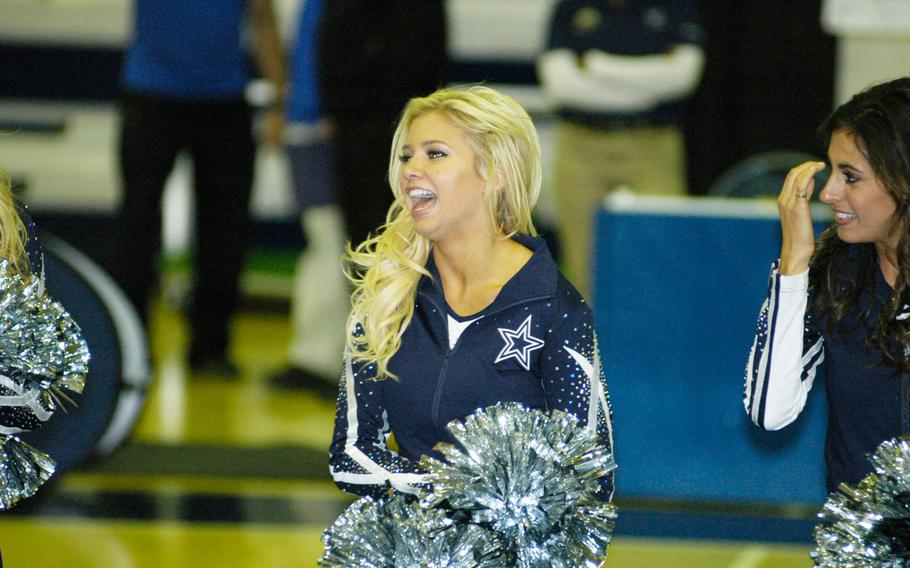 The Dallas Cowboys Cheerleaders entertained fans at Yokota Air Base's Samurai Fitness Center Tuesday.