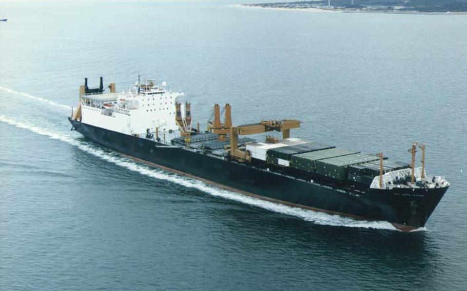 An undated file photo of the Military Sealift Command pre-positioning vessel USNS Sgt. Matej Kocak. The ship ran aground Thursday, Jan. 22, 2015, about six nautical miles off the coast of Uruma, Okinawa, Japan.