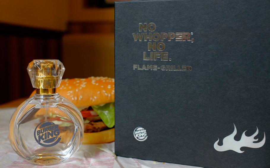Burger King's Flame-Grilled fragrance is packaged in a beautiful glass bottle and black box. Burger King claims the smell is based off their signature burger. 