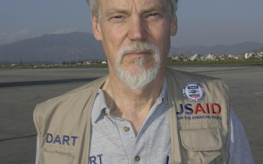 Bill Berger of the U.S. Agency for International Development's Office of Foreign Disaster Assistance met U.S. troops arriving at the airport in Kathmandu, Sunday, May 3, 2015. The U.S. military brought in troops and aircraft to aid in the earthquake relief effort in Nepal. 

