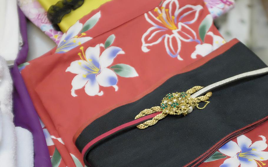 A kimono resting on table in preparation for JapANDasia at Joan K. Mendel Elementary School at Yokota Air Base, Japan May 5, 2015. JapANDasia is the school's annual Japanese and Asian culture festival.