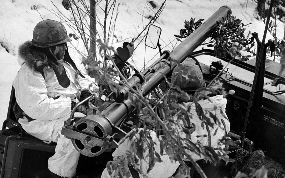 A 2nd Infantry Division soldier keeps his recoilless rifle ready during a 'Bullets/Air Raid' test in South Korea on Feb. 24, 1969. After more than 50 years on the peninsula, the 1st 'Iron' Brigade Combat Team will inactivate on July 2, 2015.
