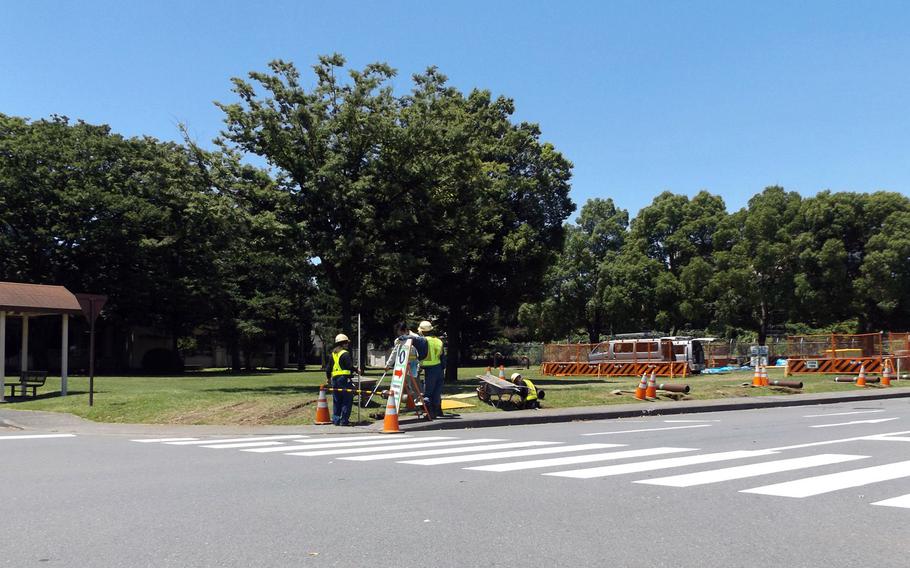 Construction continued despite the high temperatures on Yokota Air Base in Japan on July 14, 2015. 