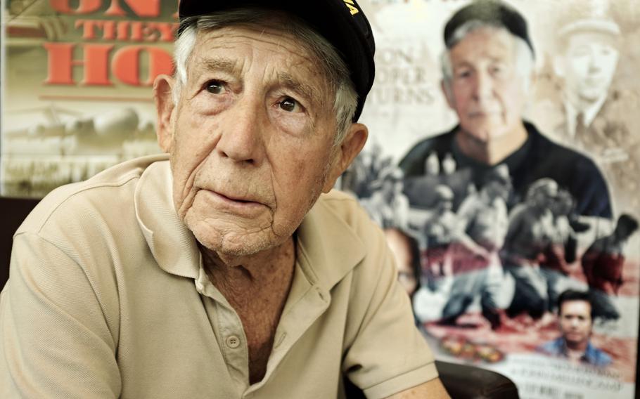 Leon Cooper, a World War II veteran and a Higgins boat commander during the Battle of Tarawa, discusses his life's work of bringing former US prisoners of war home July 28, 2015 in Tokyo, Japan. 