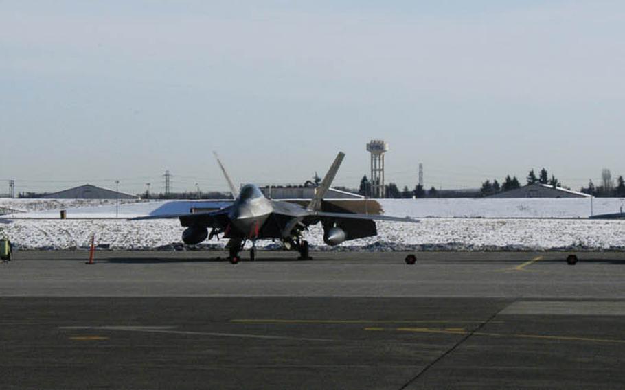 Alaska-based F-22 Raptor stealth fighters, the Air Forceâ€™s most advanced aircraft, assigned to the 525th Fighter Squadron at Joint Base Elmendorf-Richardson, Alaska, touched down Wednesday, Jan. 20, 2016, at Yokota Air Base, Japan.
